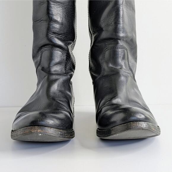 Frye Melissa Button Boots 7.5 Black Leather Tall Riding Knee High Equestrian - Picture 5 of 16